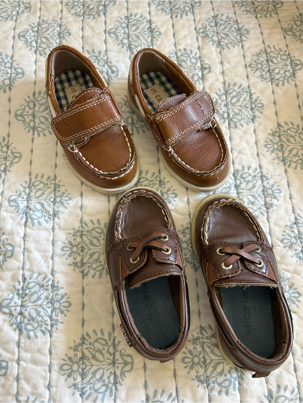 Toddler Boy Brown Leather Boat Shoes - Classic Slip-On Style Dressy Carters Fall